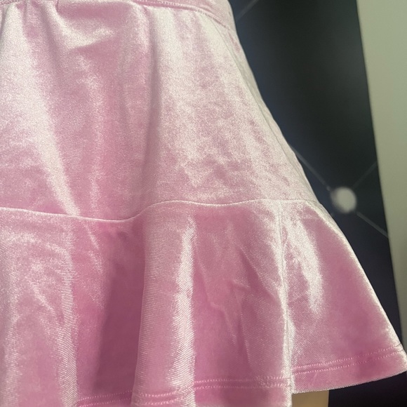 Velour skort skirt baby pink velvet shiny cute metallic sexy y2k summer beach - Picture 4 of 5